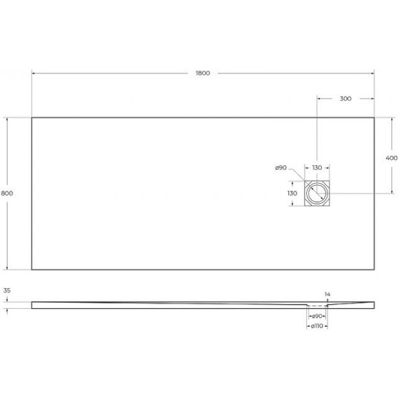 Душевой поддон из искусственного камня BelBagno Uno 180x80 TRAY-MR-UNO-AH-180/80-35-W-CR Белый