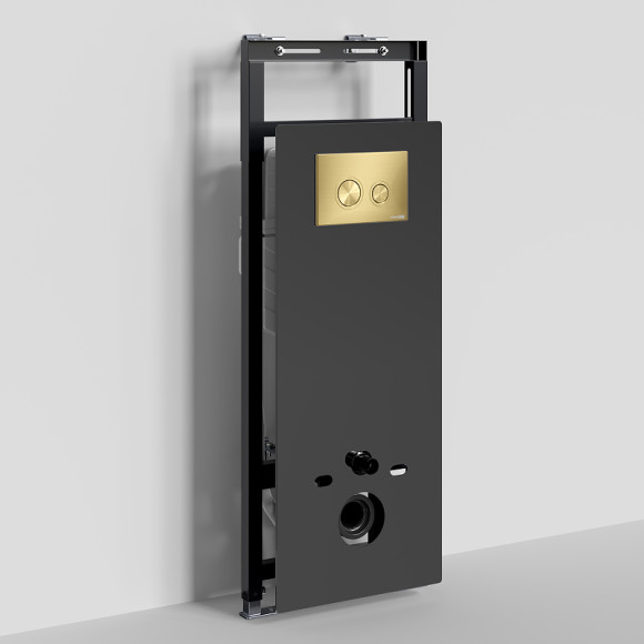 Инсталляция WasserKRAFT Salm 27TLT.010.ME.BL.MG01 для унитаза Черное стекло с клавишей смыва Золото матовое Инсталляция WasserKRAFT Salm 27TLT.010.ME.BL.MG01 для унитаза Черное стекло с клавишей смыва Золото матовое