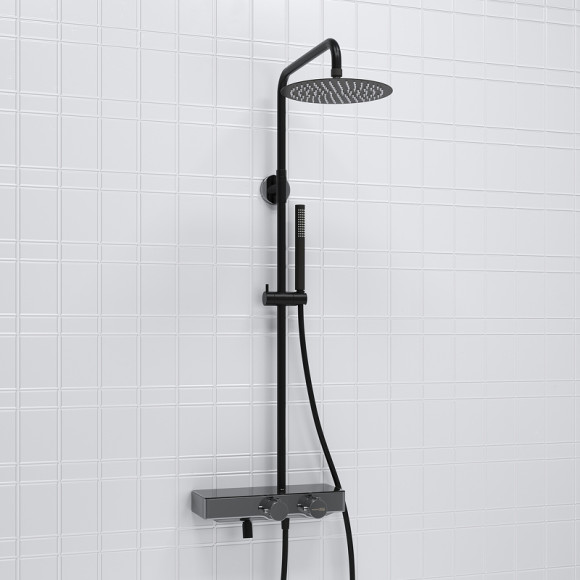 Душевая система WasserKRAFT A114.258.217.CB Thermo с термостатом Черная матовая