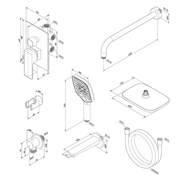 Душевая система Damixa Gala 953510300 Черная матовая Душевая система Damixa Gala 953510300 Черная матовая