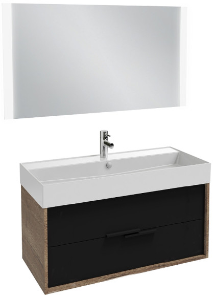 Тумба под раковину Jacob Delafon Vivienne 100 EB1585-E52-S14 подвесная Черный сатин Дуб табак