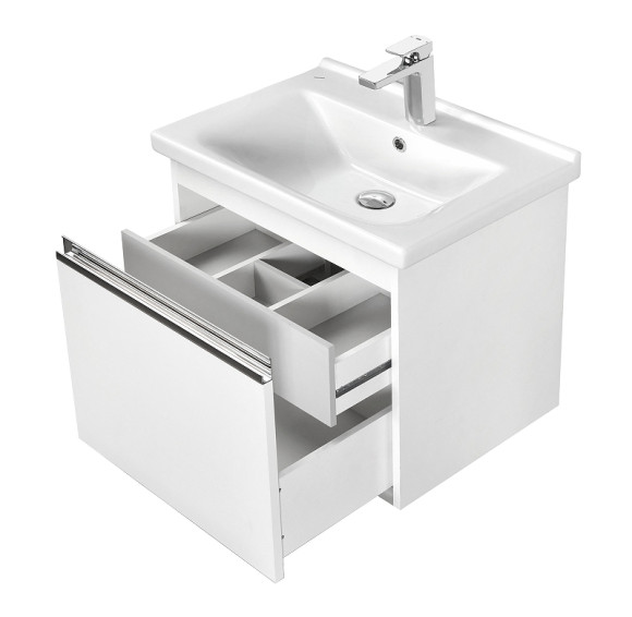 Тумба под раковину Aquaton Капри 60 1A230101KP010 подвесная Белая глянцевая
