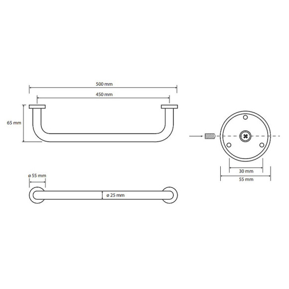 Поручень Bemeta Omega 102307052 Хром Поручень Bemeta Omega 102307052 Хром
