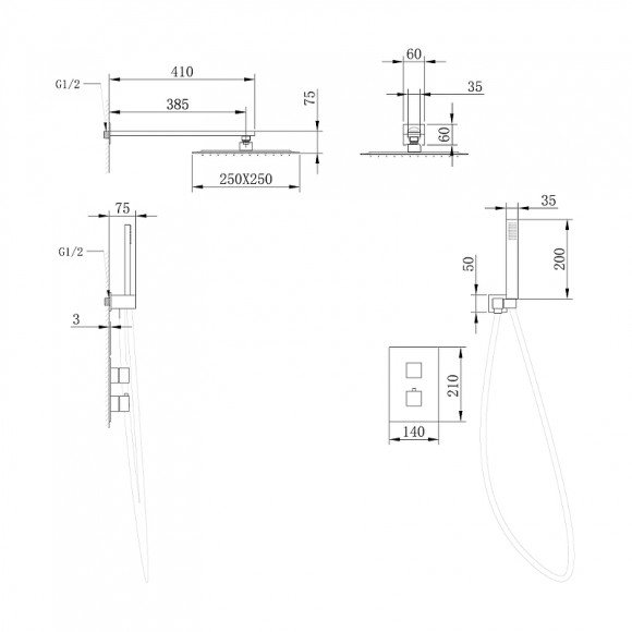 Душевая система Abber Daheim AF8251G с термостатом Золото матовое Душевая система Abber Daheim AF8251G с термостатом Золото матовое