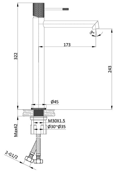 Смеситель для раковины Vincea Desire VBF-1D2GM Вороненая сталь
