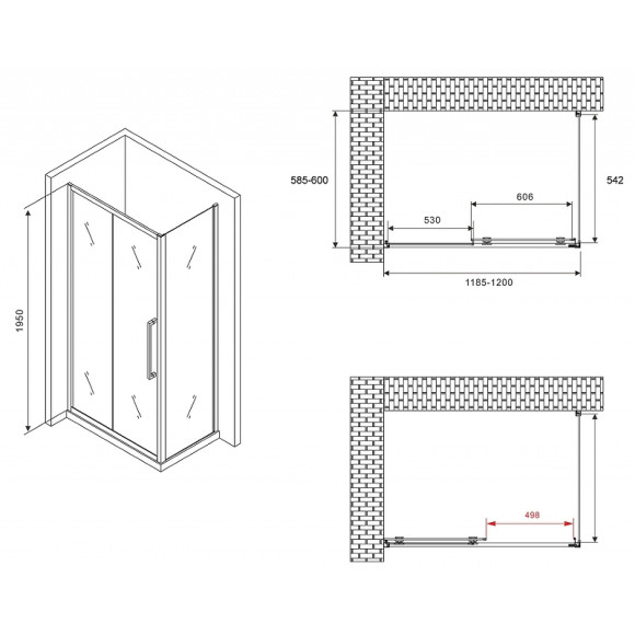 Душевой уголок Abber Schwarzer Diamant 120x60 AG30120H-S60 профиль Хром стекло прозрачное Душевой уголок Abber Schwarzer Diamant 120x60 AG30120H-S60 профиль Хром стекло прозрачное
