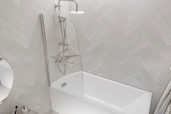 Шторка на ванну 1MarKa 82x150 Р-03 профиль Хром стекло прозрачное