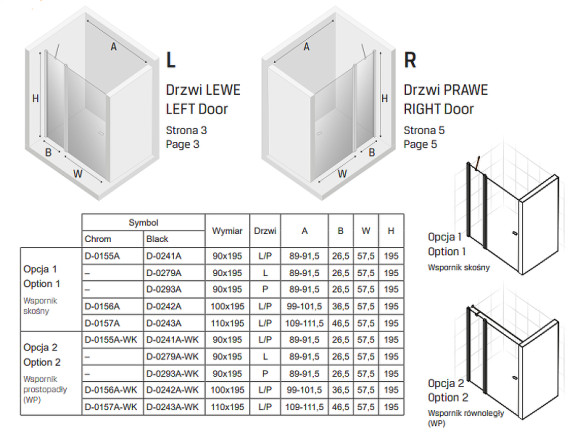 Душевая дверь New Trendy New Soleo Black 90 L D-0279A профиль Черный стекло прозрачное Душевая дверь New Trendy New Soleo Black 90 L D-0279A профиль Черный стекло прозрачное