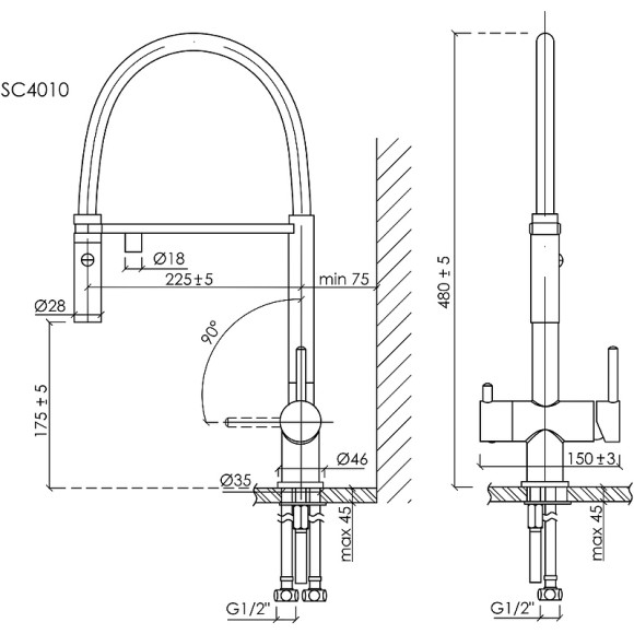 Смеситель для кухни Sancos Imola SC4010GG Вороненная сталь Черный