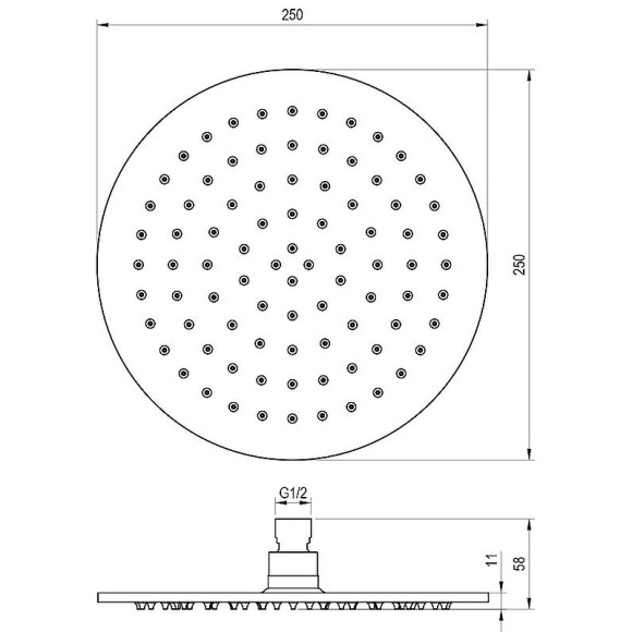Верхний душ Ravak 985.20BLM X070518 Черный матовый Верхний душ Ravak 985.20BLM X070518 Черный матовый