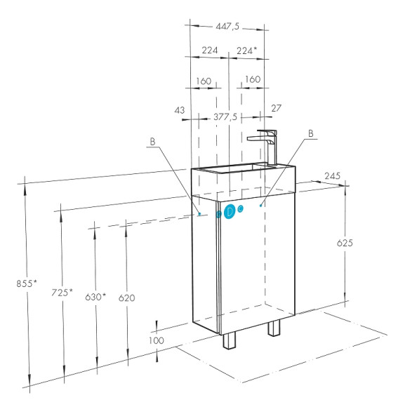Тумба под раковину Aquaton Эмма 45 1A221601EAD80 Белый Дуб наварра