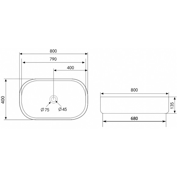 Раковина-чаша Abber Bequem 80 AC2110MW Белая матовая