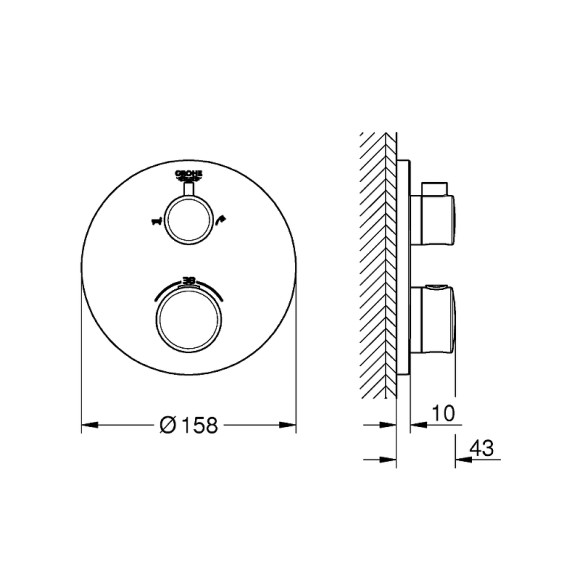 Смеситель для душа Grohe Grohtherm 24077000 с термостатом Хром Смеситель для душа Grohe Grohtherm 24077000 с термостатом Хром