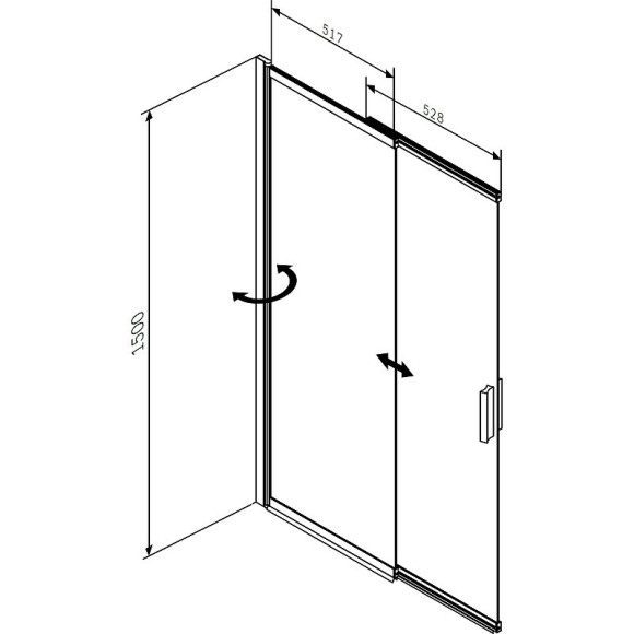 Шторка на ванну AM.PM Like W80S-100PS-150MT 100x150 профиль Хром матовый стекло прозрачное