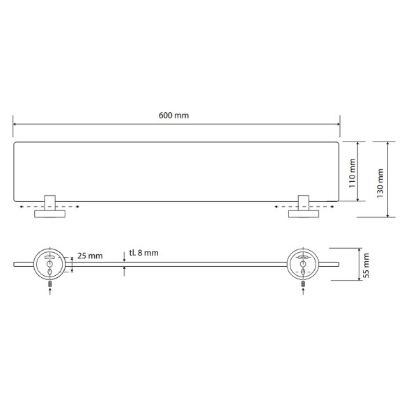 Стеклянная полка Bemeta Dark 104102040 Черная Стеклянная полка Bemeta Dark 104102040 Черная