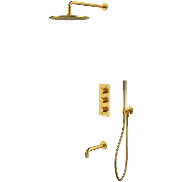 Душевая система Whitecross Y brushed gold YSET11GLB с термостатом Брашированное золото