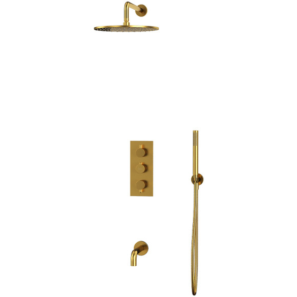 Душевая система Whitecross Y brushed gold YSET11GLB с термостатом Брашированное золото Душевая система Whitecross Y brushed gold YSET11GLB с термостатом Брашированное золото