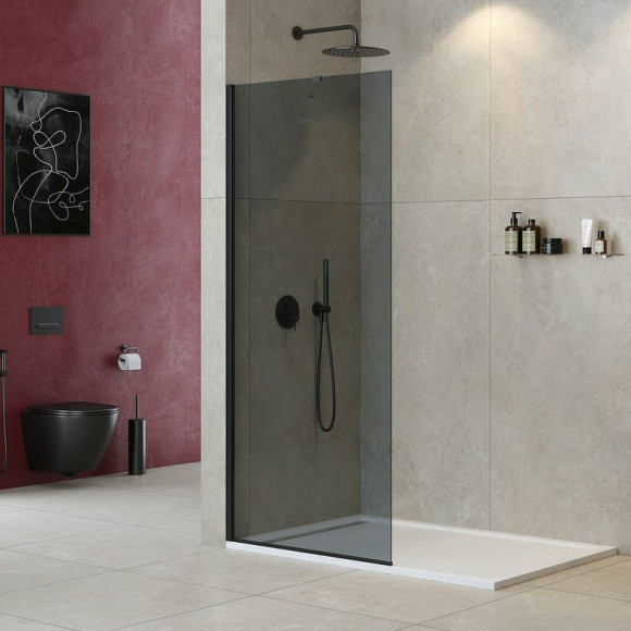Душевая перегородка Cezares Liberta 110 LIBERTA-L-1-TB-110-GR-NERO профиль Черный матовый стекло серое Душевая перегородка Cezares Liberta 110 LIBERTA-L-1-TB-110-GR-NERO профиль Черный матовый стекло серое