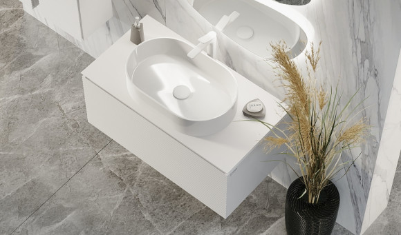 Тумба под раковину Jorno Stone 100 Stn.01.100/P/W/JR подвесная Белая