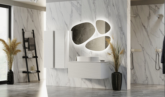 Тумба под раковину Jorno Stone 100 Stn.01.100/P/W/JR подвесная Белая