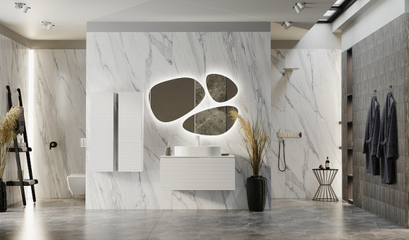 Тумба под раковину Jorno Stone 100 Stn.01.100/P/W/JR подвесная Белая