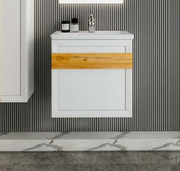 Тумба под раковину Бриклаер Берлин 60 4627125416064 подвесная Белый глянец Тумба под раковину Бриклаер Берлин 60 4627125416064 подвесная Белый глянец