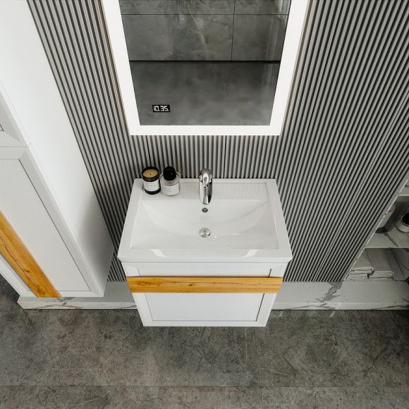 Тумба под раковину Бриклаер Берлин 60 4627125416064 подвесная Белый глянец Тумба под раковину Бриклаер Берлин 60 4627125416064 подвесная Белый глянец