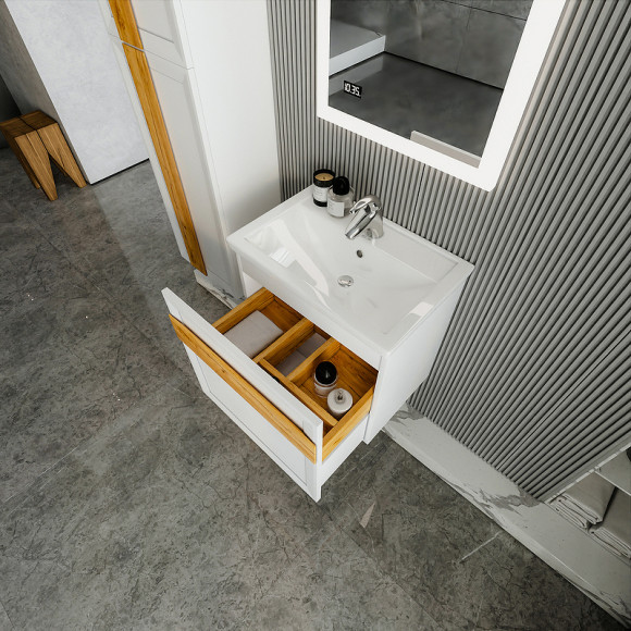 Тумба под раковину Бриклаер Берлин 60 4627125416064 подвесная Белый глянец Тумба под раковину Бриклаер Берлин 60 4627125416064 подвесная Белый глянец