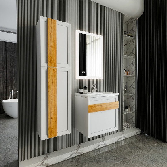 Тумба под раковину Бриклаер Берлин 60 4627125416064 подвесная Белый глянец Тумба под раковину Бриклаер Берлин 60 4627125416064 подвесная Белый глянец