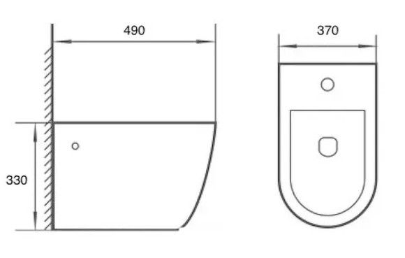 Биде CeramaLux 2197-18 подвесное Черное глянцевое