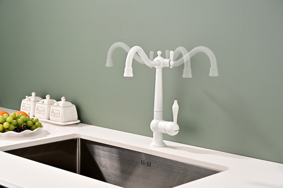 Смеситель для кухни Paulmark Retro Re213226-431 Белый матовый Смеситель для кухни Paulmark Retro Re213226-431 Белый матовый