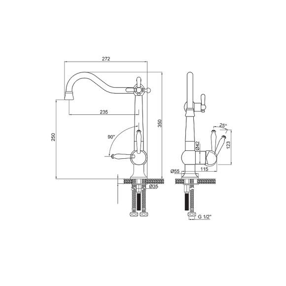 Смеситель для кухни Paulmark Retro Re213226-431 Белый матовый Смеситель для кухни Paulmark Retro Re213226-431 Белый матовый