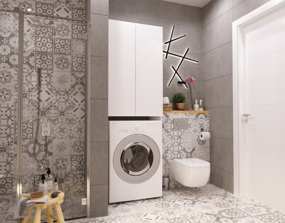 Шкаф пенал 1MarKa Lock 67Н Ц0000012066 над стиральной машиной Белый Шкаф пенал 1MarKa Lock 67Н Ц0000012066 над стиральной машиной Белый