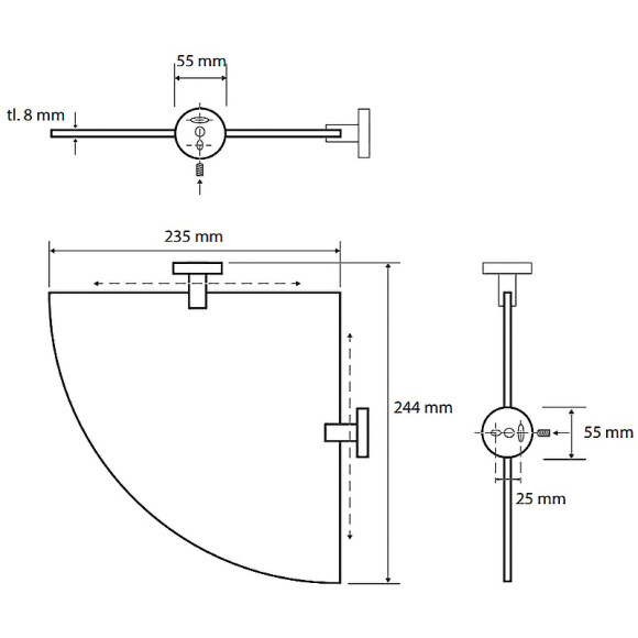 Стеклянная полка Bemeta Neo 104102015 угловая Нержавеющая сталь Стеклянная полка Bemeta Neo 104102015 угловая Нержавеющая сталь