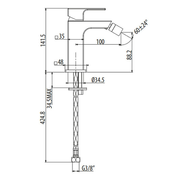 Смеситель для биде Gattoni Kubik 2564/25NO Черный матовый Смеситель для биде Gattoni Kubik 2564/25NO Черный матовый