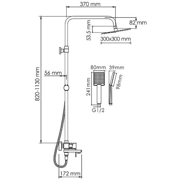 Душевая система WasserKRAFT A177.118.141.010.CH Хром