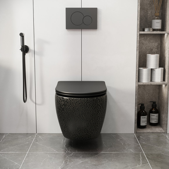 Унитаз Grossman Color GR-4411BBLS подвесной Черный с сиденьем Микролифт