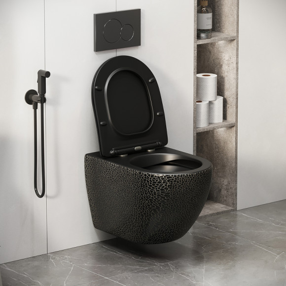 Унитаз Grossman Color GR-4411BBLS подвесной Черный с сиденьем Микролифт