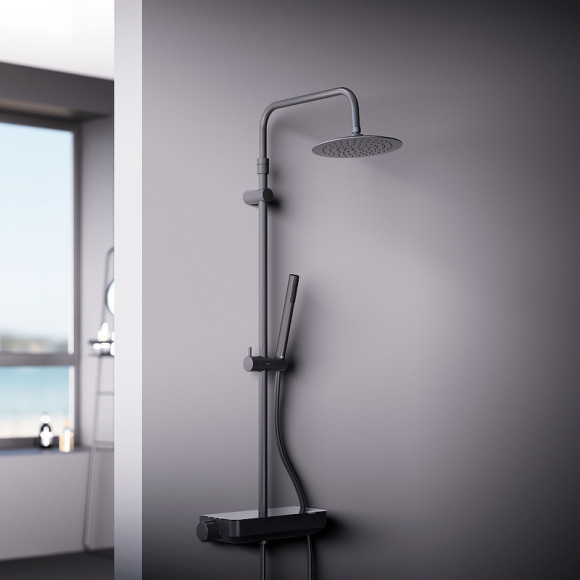 Душевая система Damixa Scandinavian Pure 936750300 с термостатом Черная матовая