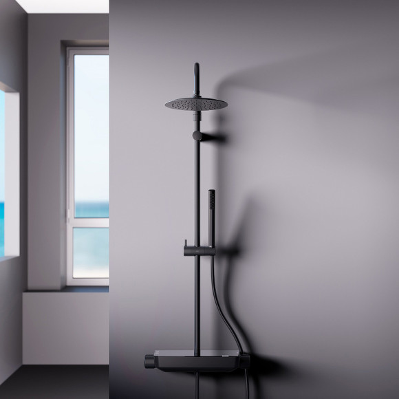 Душевая система Damixa Scandinavian Pure 936750300 с термостатом Черная матовая