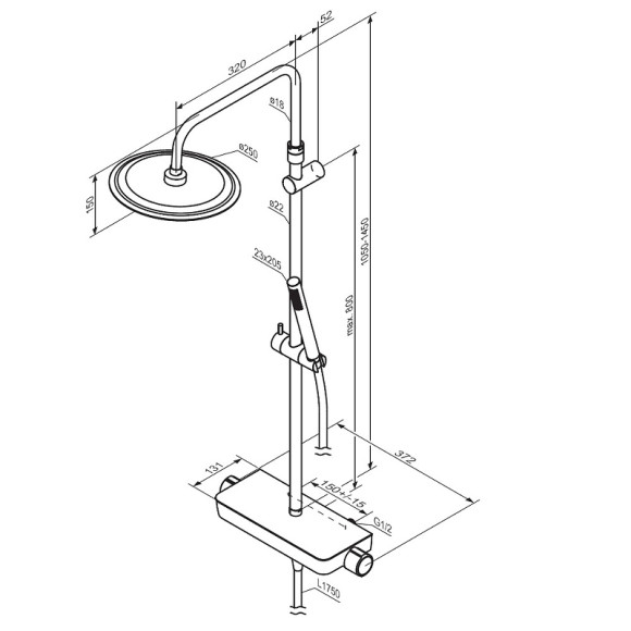 Душевая система Damixa Scandinavian Pure 936750300 с термостатом Черная матовая