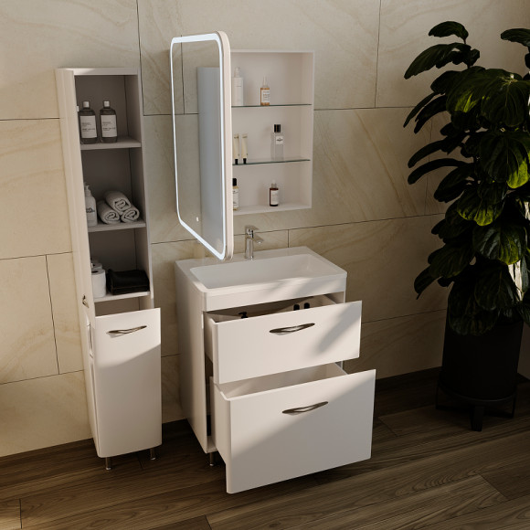 Зеркальный шкаф Style Line Каре 60 L СС-00002370 с подсветкой Белый Зеркальный шкаф Style Line Каре 60 L СС-00002370 с подсветкой Белый