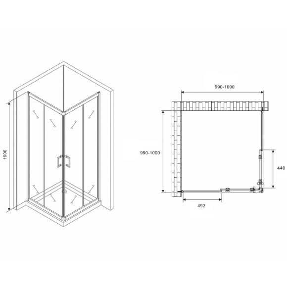 Душевой уголок Abber Schwarzer Diamant 100x100 AG021005 профиль Хром стекло прозрачное Душевой уголок Abber Schwarzer Diamant 100x100 AG021005 профиль Хром стекло прозрачное