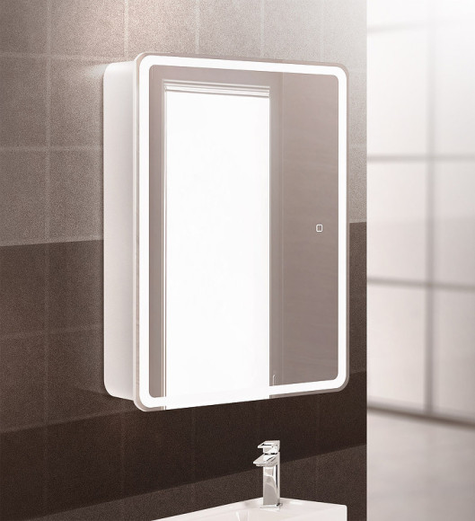 Зеркальный шкаф BelBagno Marino 60 SPC-MAR-600/800-1A-LED-TCH с подсветкой Белый