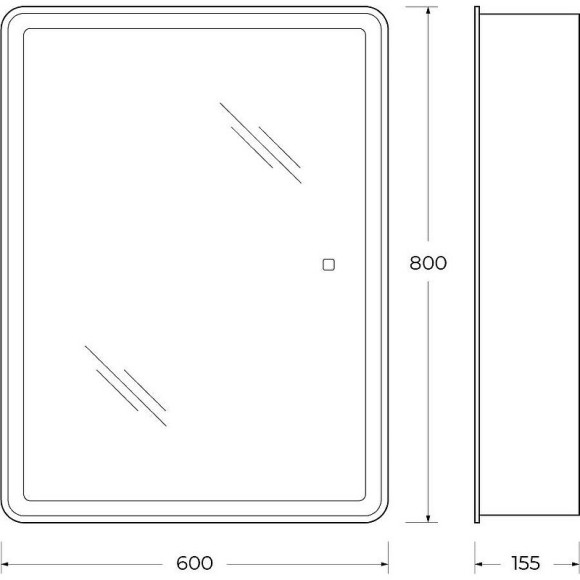 Зеркальный шкаф BelBagno Marino 60 SPC-MAR-600/800-1A-LED-TCH с подсветкой Белый
