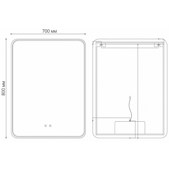 Зеркало Grossman Elegans-норма Black 70 1770802 с подсветкой Черное с сенсорным выключателем и подогревом