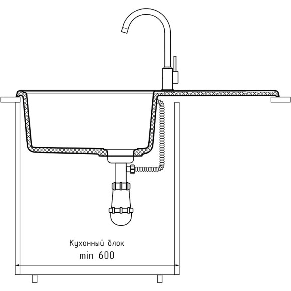Кухонная мойка GranFest Quarz GF-ZL53 Темно-серая
