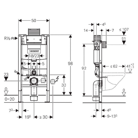Инсталляция Geberit Duofix Omega 12 111.030.00.1 для унитаза со смывным бачком Инсталляция Geberit Duofix Omega 12 111.030.00.1 для унитаза со смывным бачком