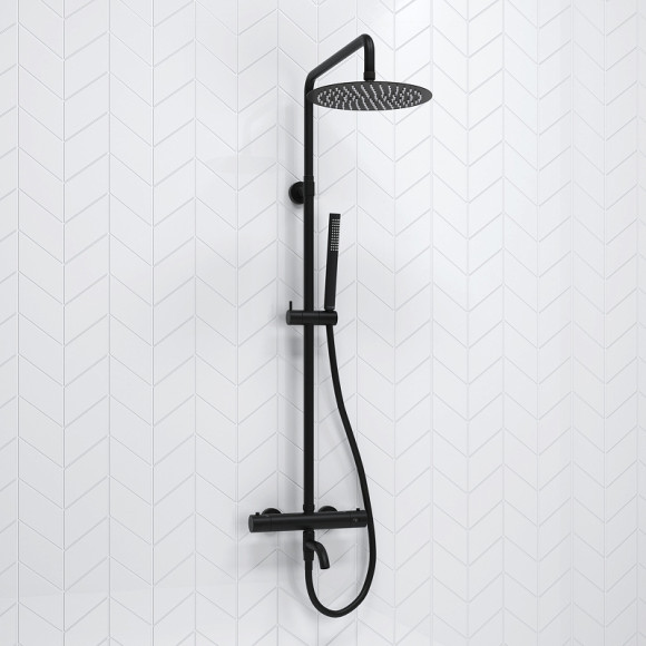 Душевая система WasserKRAFT A288.258.217.BM Thermo с термостатом Черная матовая