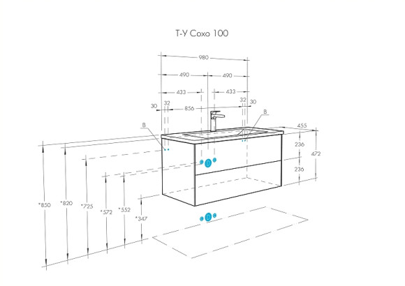 Тумба под раковину Aquaton Сохо 100 1A258201AJA00 подвесная Дуб веллингтон Графит софт